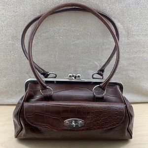 Vintage Valerie Stevens Crocodile Print Baguette Handbag